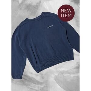 VINTAGE Lands’ End Navy Cotton Sweater Men’s L USA Made 90s casual pullover V08